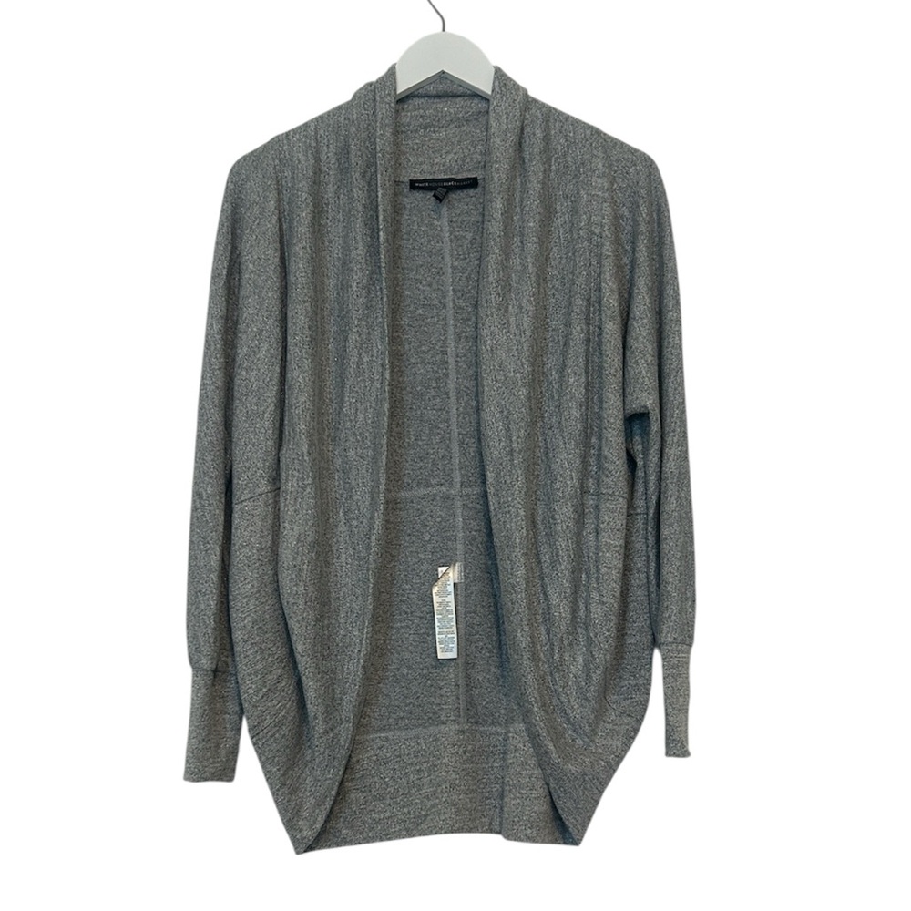 White House Black Market Grey Shimmer Open Cardigan, Small